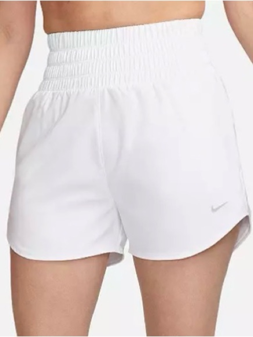 Nike White High-Smock Elastic-Waist Athletic Shorts